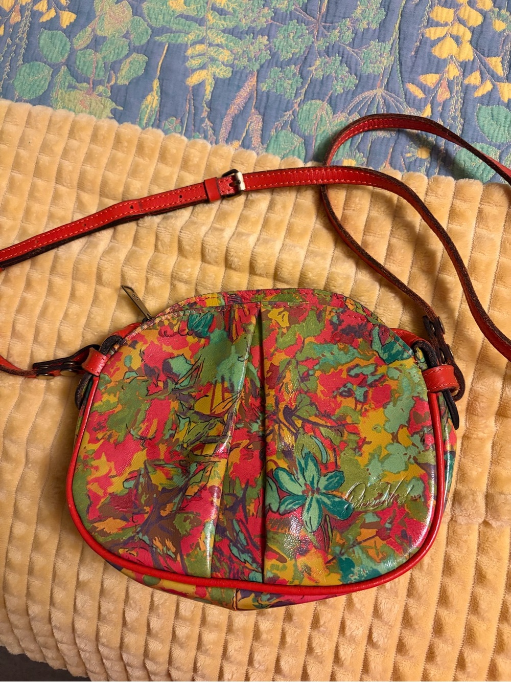 Patricia Nash Multicolor Floral Crossbody with Red Trim